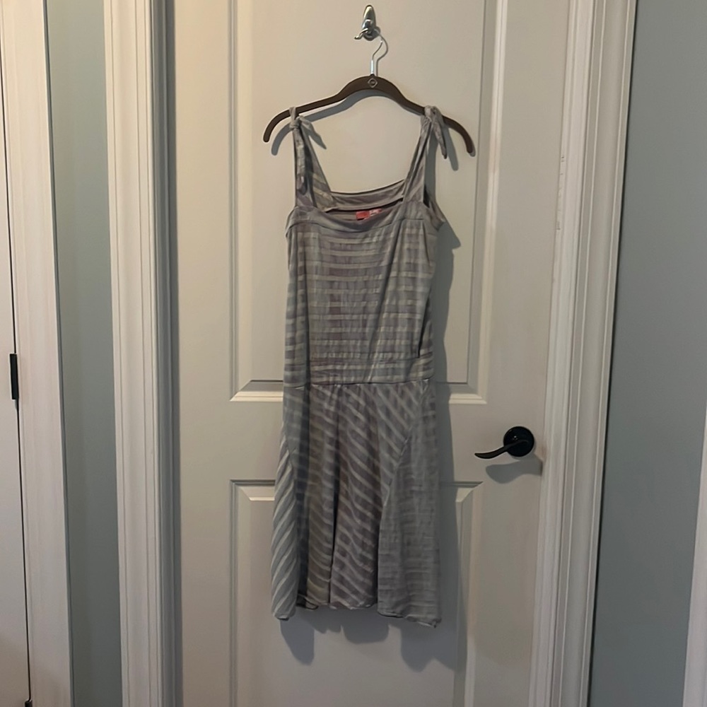Purple and Grey Striped Lux brand dress, medium